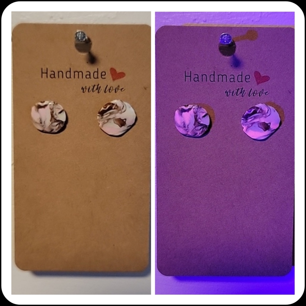 Neopolitan Ice Cream "Ugly Sweater" UV Reactive Handmade Earrings